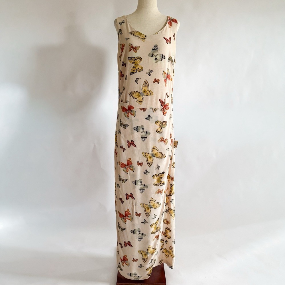 Vintage Rampage Y2K 90s Maxi Dress Butterfly Midi Side Tie Phoebe Buffay Fairy